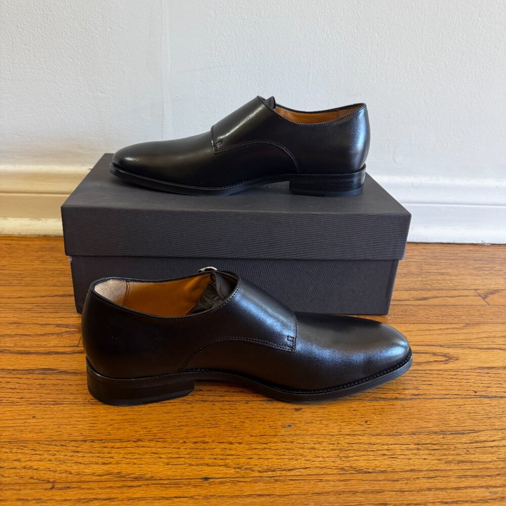 Saks Fifth Avenue "Matthew Leather" Double Monk Strap Shoes * Black * Size 9 - Picture 2 of 6